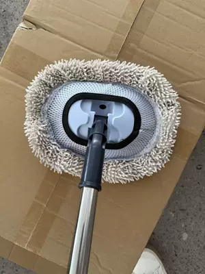 Telescopic Car Wash Mop, Chenille Car Wash Brush, Car Cleaning Brush with Extended Handle, Rotating Car Cleaning Tool (Car cleaning tools) - upgraded-stainless-steel-long-16m-replacement-heads-retractable