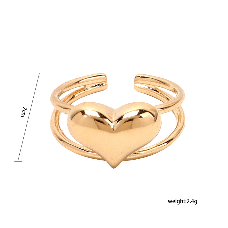 3g Weight Women'S Gender Gold, Silver Color Simple Heart Alloy Open Ring Wholesale 无