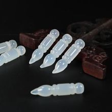 厂家批发巴西高冰白玉髓毛笔吊坠 白玛瑙金榜题名玉石文昌笔挂件
