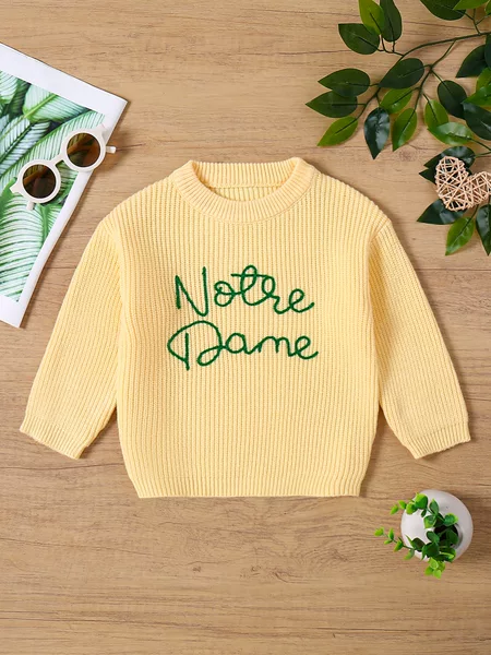 Cross-border winter children's clothing children's sweater letter embroidery baby girl European and American style long sleeve round neck warm sweater
