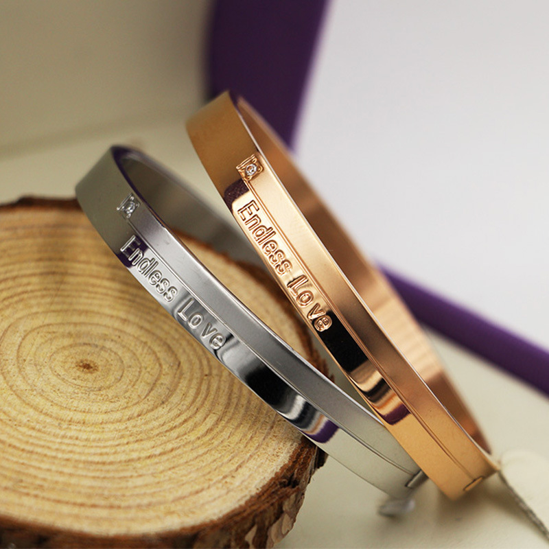 H3-101 Jewelry Wholesale Fashion Endless Love English Phrase Endless Love Couple Titanium Steel Bracelet for Men and Women