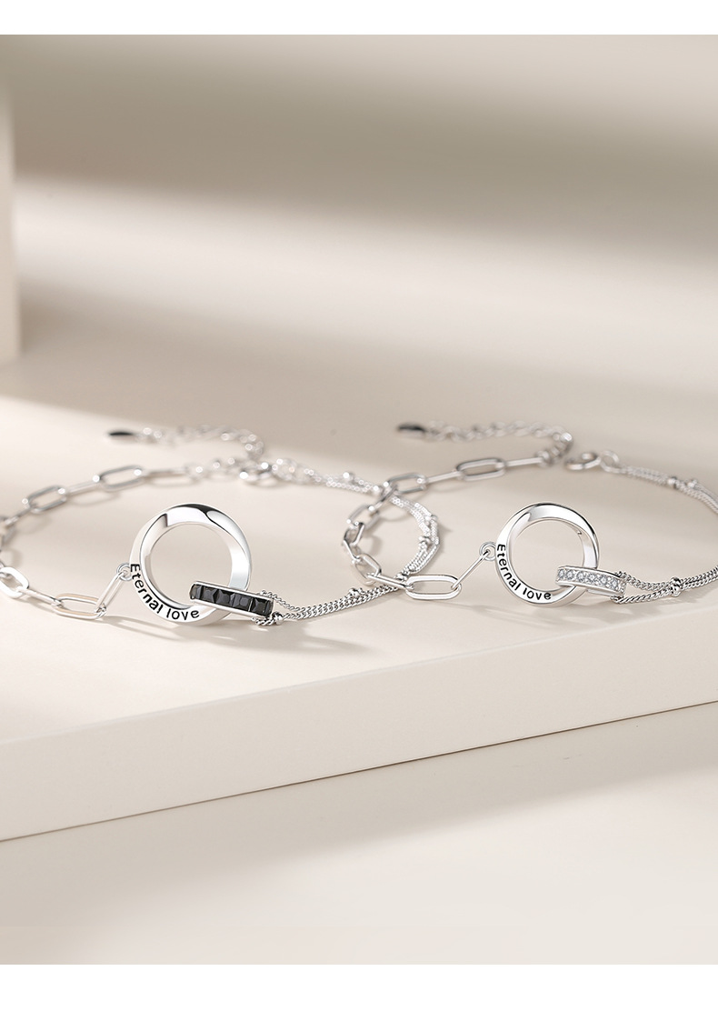 7g Weight Zircon Inlay Material Bracelets Classification 925 sterling silver Chain Material 925 Sterling Silver Bracelets Simple Style