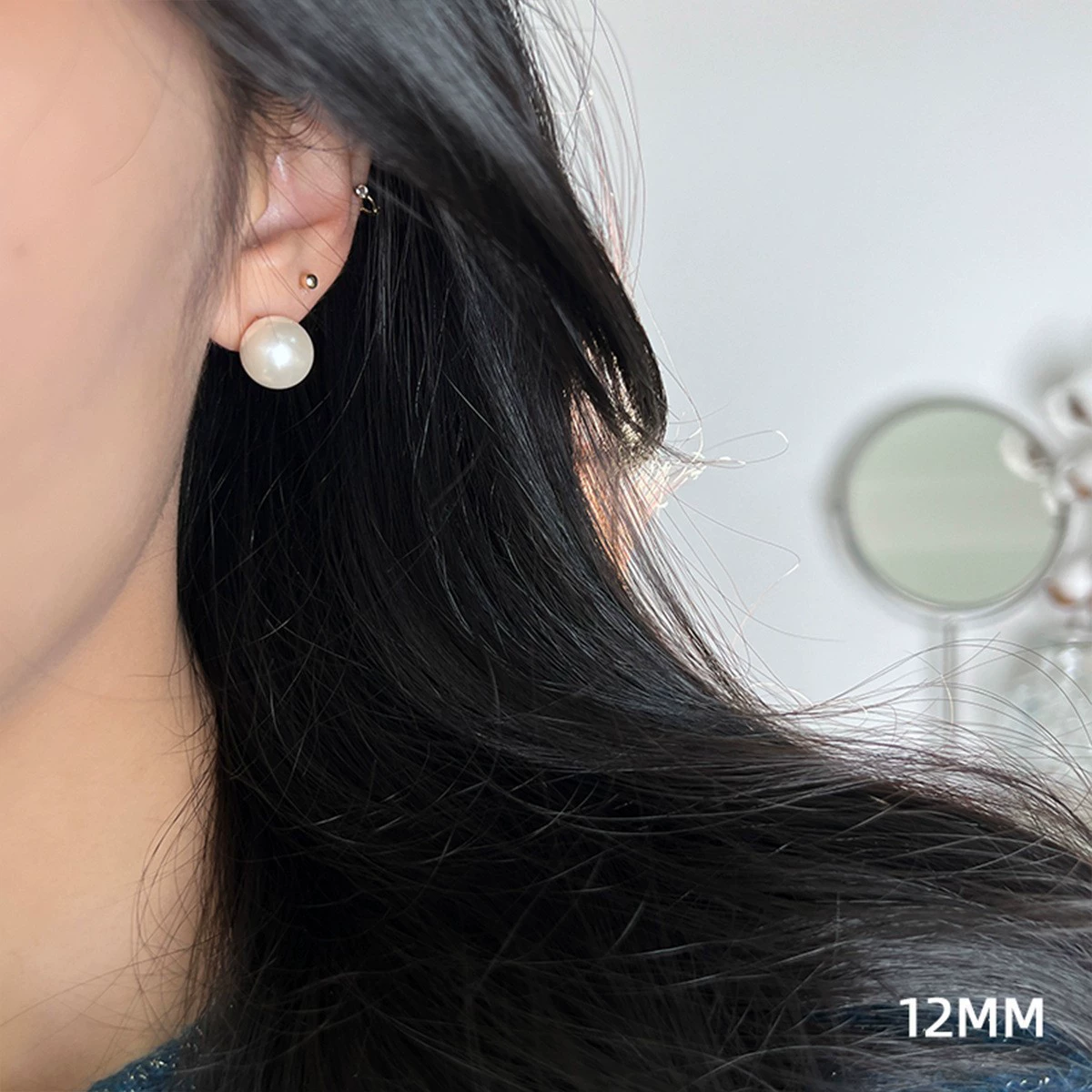 Earrings from pearl, small design ear clips, silver 925 sample