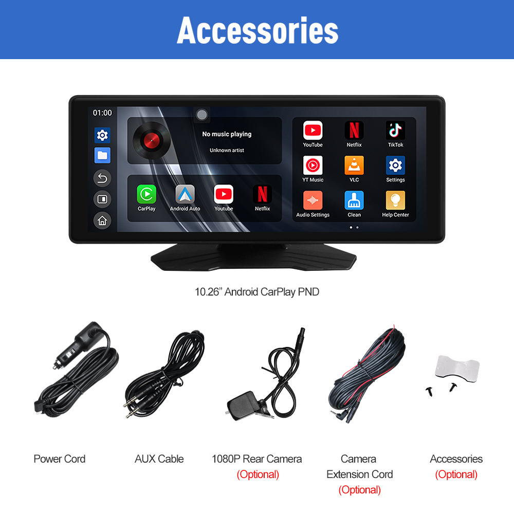 10.25inch Dual Wifi Dash Cam Wireless Carplay Smart Screen Android Car Navigation System