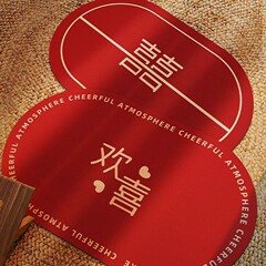 结婚卫生间硅藻泥软垫家用吸水速干脚垫子浴室防滑易打理喜字地垫