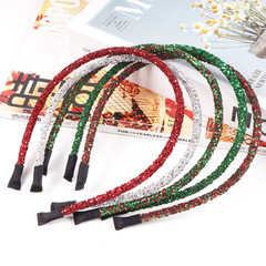 Xintian New Arrival European and American Cross-Border Christmas Holiday Hair Accessories Headband Women's Glittery Sequin Headband Fine Hair Clip Supply