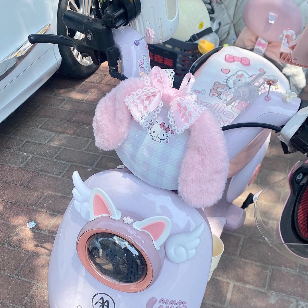 Cinnamon Dog Decorative Ears Electric Vehicle Decorative Helmet Cat Ears Bow Motorcycle Motorcycle Modification Cute