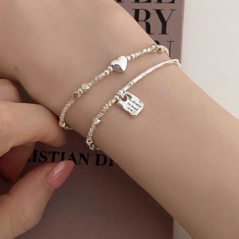Niche Design Love Square Brand Sterling Silver Bracelet 2025 New Summer Girl Cold Wind Couple Girlfriend Gift