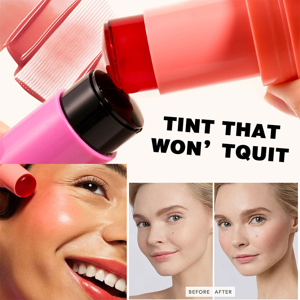 Clubday Multi-color Jelly Blush Stick, Q-bouncy fruit-flavored lip Dye stick, natural contouring lip gloss stick for both lips and cheeks undefined