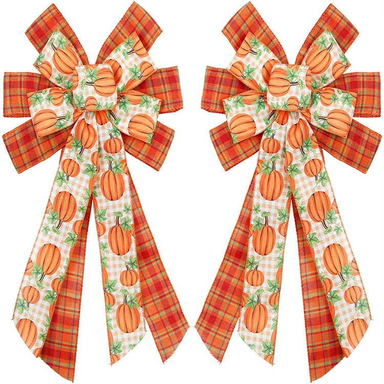 День благодарения гирлянда лук Тыква Мешковина лук дерево украшение осень Рождественский лук с огнями