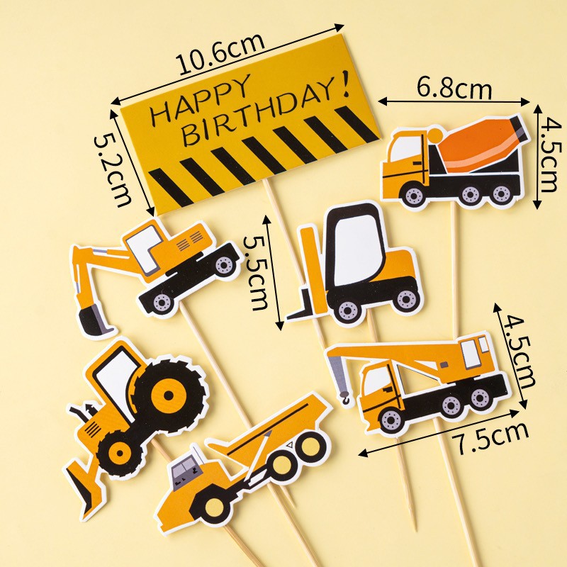 Camión volquete grande, decoración de pasteles, excavadora, camión de ingeniería, grúa torre, postre de cumpleaños para niños, accesorios de mesa