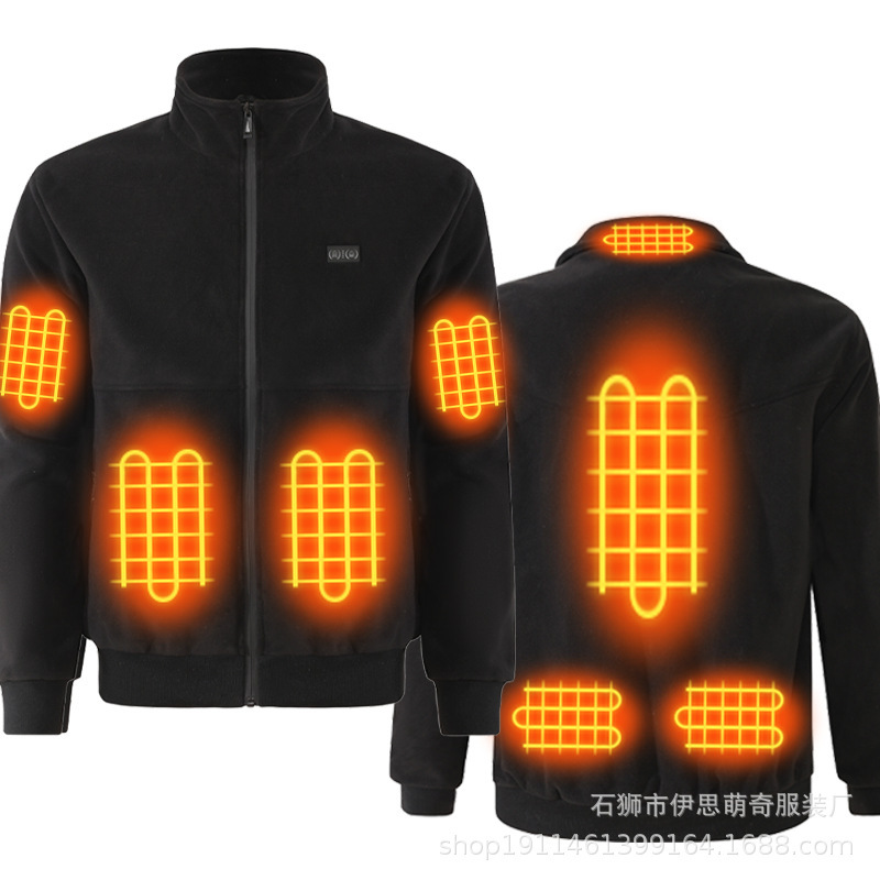 Cross-border Heating Jacket Fleece Jacket Electric Heating Jacket Electric Heating Intelligent Constant Temperature Heating Clothing Poll Fleece for Men and Women