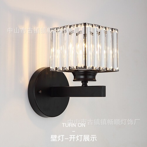 Modern light luxury crystal bedside lamp, minimalist and atmospheric living room wall lamp, internet celebrity minimalist master bedroom room lighting