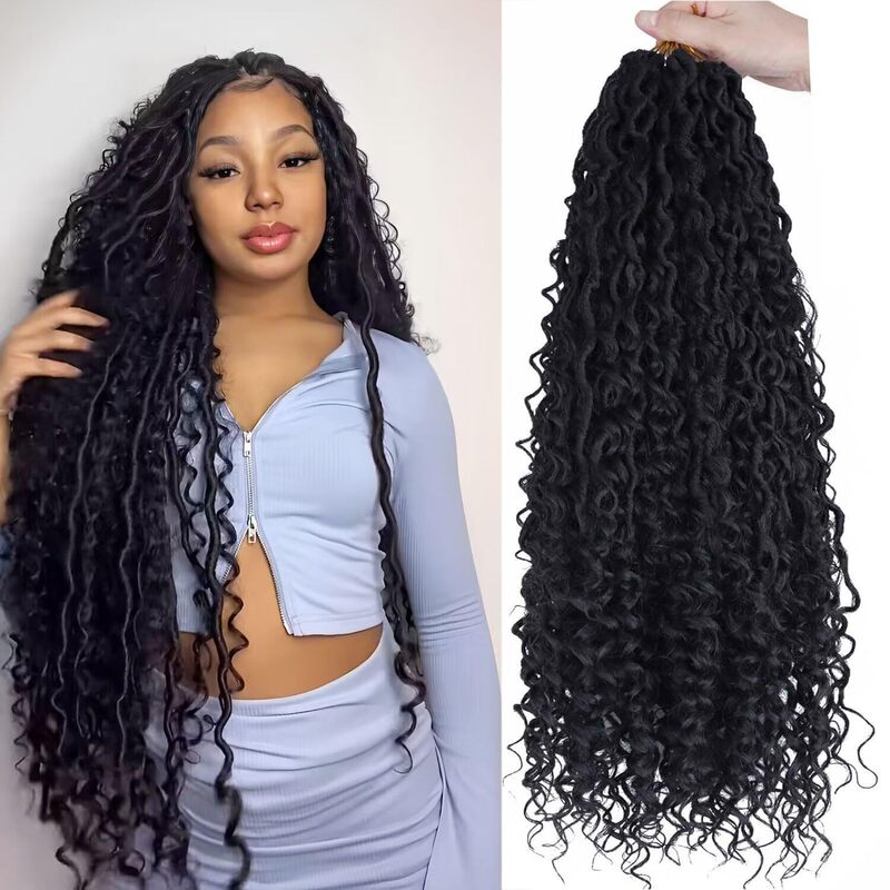 Goddess Faux Locs Hair European and American chemical fiber wig crochet dirty braid hair upper and lower curled concubines