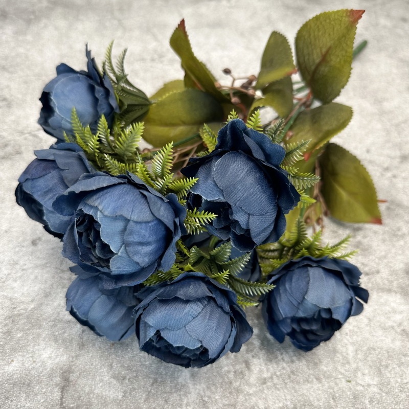 Ramo de peonías artificiales de otoño, decoración para bodas en casa, accesorios de fotografía de rosas hechos a mano, venta al por mayor de flores artificiales.