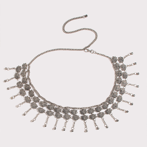 New Style Women's Multi-Butterfly Antique Silver Retro Heavy-Duty Carved Bell Belly Dance Waist Chain Ethnic Bohemian Samba