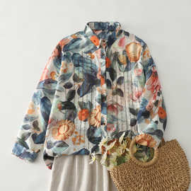 2026年春季新款减龄上衣长袖衬衫衬衣妈妈装休闲大码女装