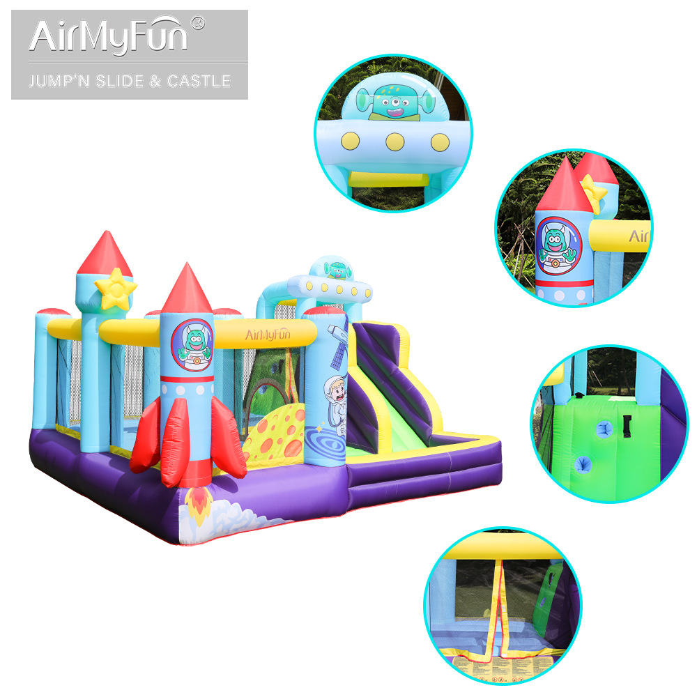 AMF | Castillo inflable pequeño para niños, tobogán inflable y trampolín combinados, parque infantil interior, castillo inflable para fiestas.