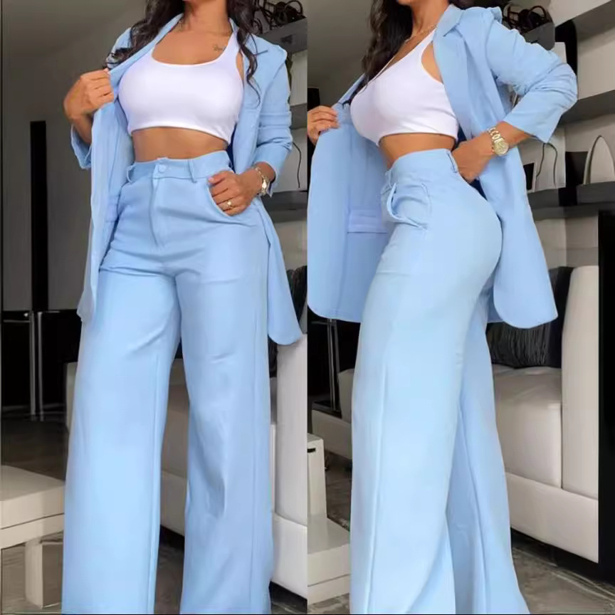 2024 European And American Foreign Trade Women's Fashion Elegant Solid Color Split Sleeve Lapel Blazer With Insert_voghion.com