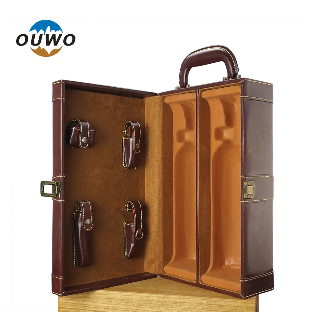 清仓特价供 拉菲红酒盒  双支红酒皮盒 葡萄酒皮盒 红酒礼品盒 PU