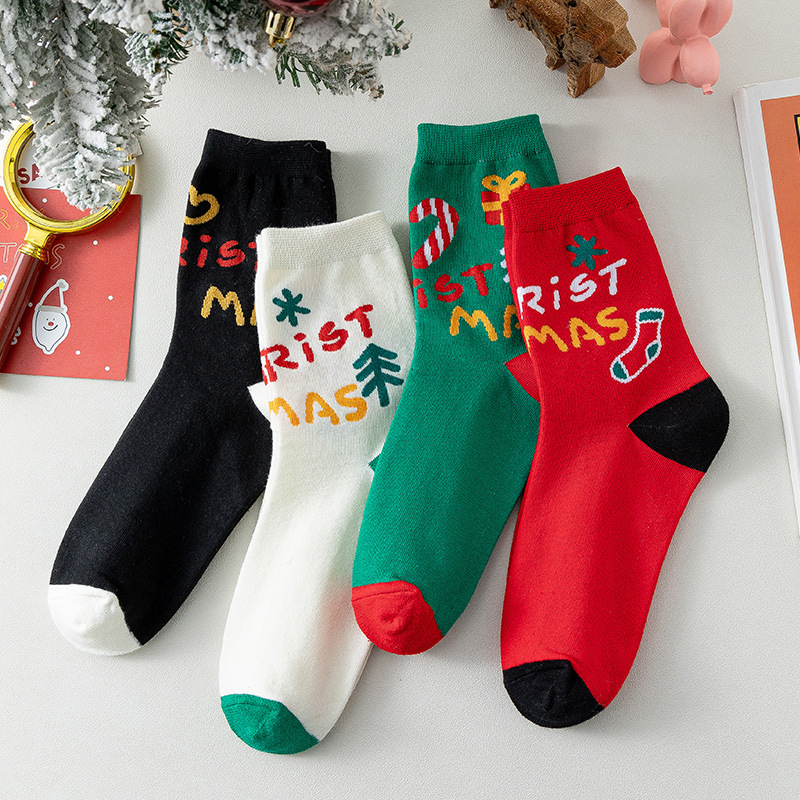 Calcetines navideños calcetines de tubo medio cajas de regalo calcetines niños dibujos animados calcetines de algodón de invierno calcetines de regalo parejas calcetines rojos y encantadores de año nuevo image 12