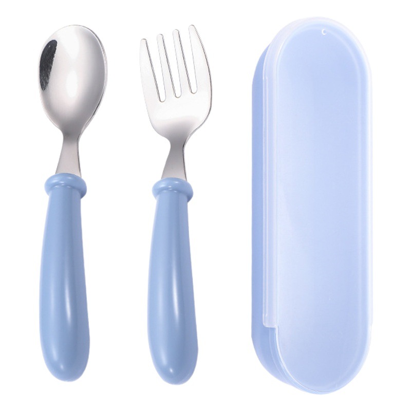 Cross-border 304 de acero inoxidable para niños vajilla cuchara Tenedor caja de tres piezas conjunto bebé alimentación vajilla Madre y regalo del bebé regalo