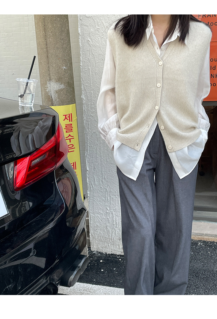 木兰时髦复古小马甲开衫女2023春季新款韩版简约针织上衣女 21507详情35