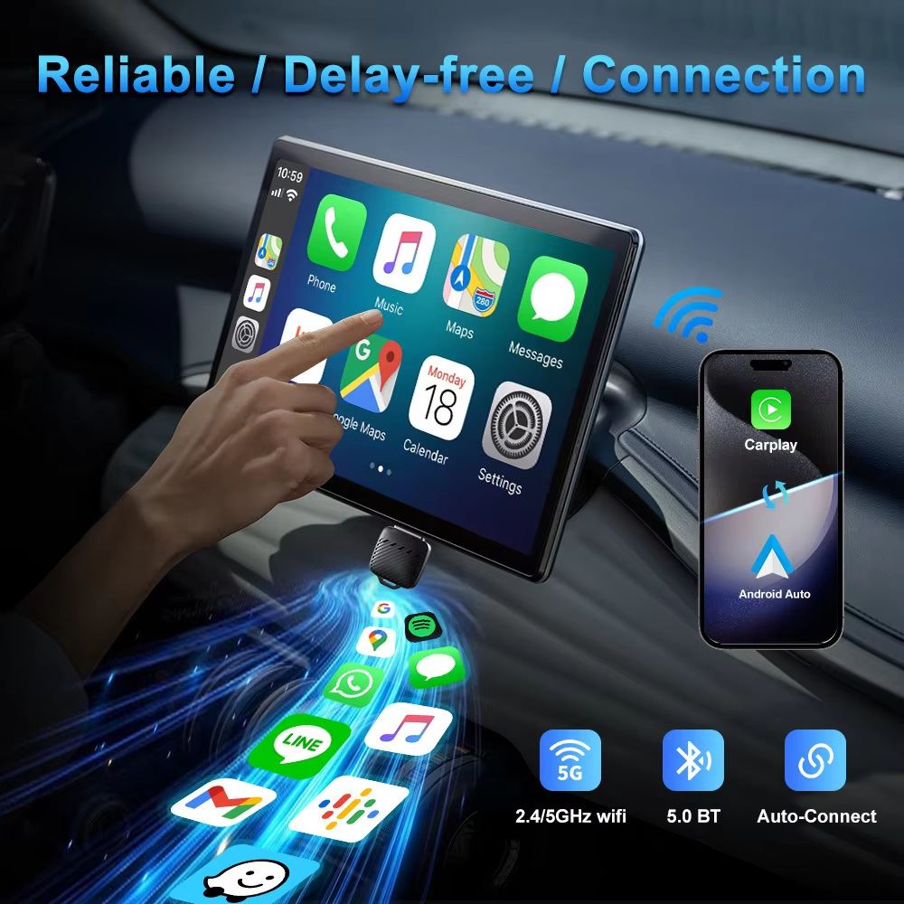 2-in-1 Wireless Carplay Box Android Auto Car Interconnection Adapter