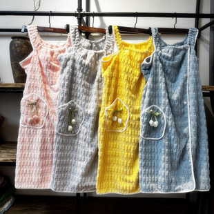 New Style Bath Skirt Summer Slub Velvet Bath Towel Mid-length Household Adult Wearing Wrap Tulip Bathrobe Super Absorbent