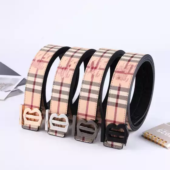 Men's Reversible Embossed Leather Belt Smooth Buckle Casual Business Waistband