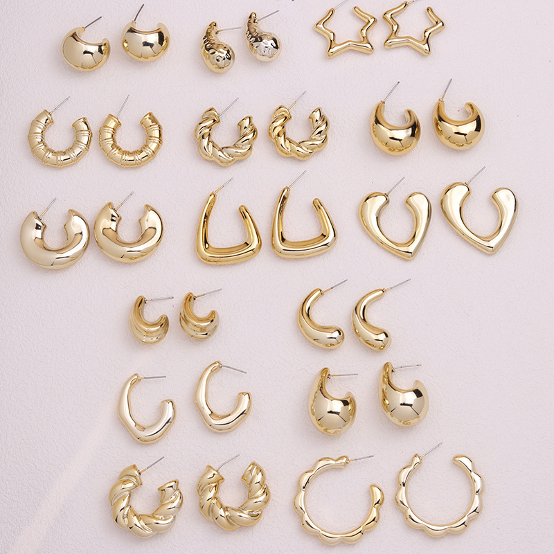 304 Stainless Steel Ear Needle Material 3 Pairs Simple Style Commute Geometric Plating Arylic Ear Studs