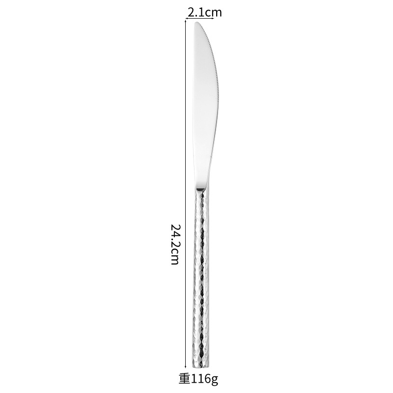 Edles Besteckset Mit Hammerschlagdesign Aus Edelstahl Rund_voghion.com