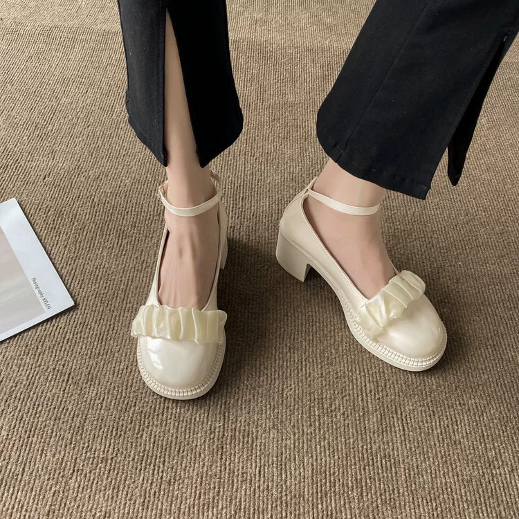 Маленькие кожаные туфли Мэри Джейн для женщин, осень 2024, новые лоферы в британском стиле в стиле ретро, туфли на толстом каблуке с бантом и толстой подошвой