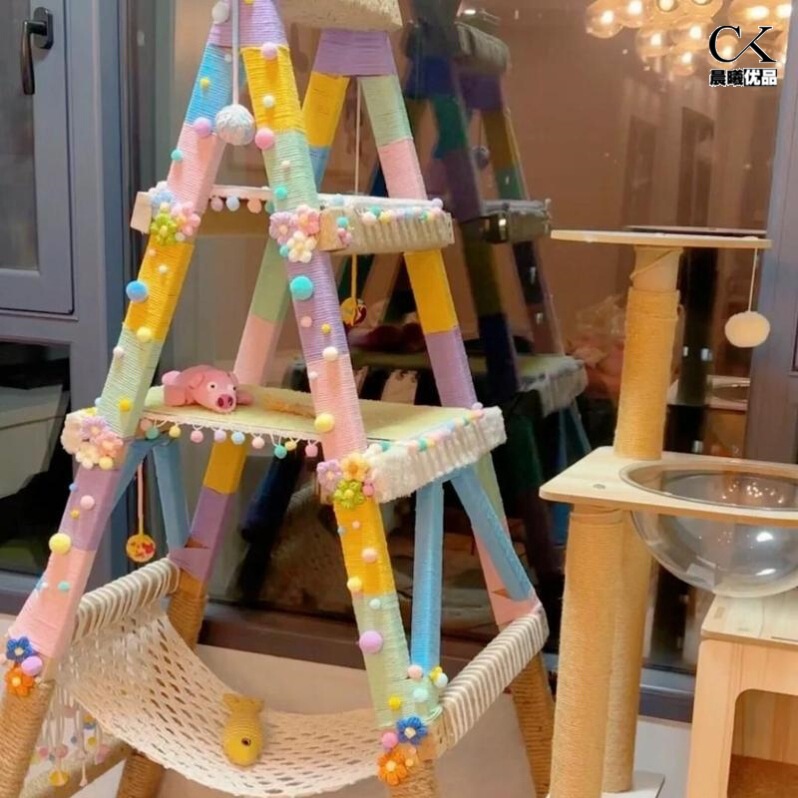 4 Cat Climbing Frame Hemp Rope Cat Claw Grinding Handmade DIY Material Homemade Toys Colorfulful Green Red Cat Scratching Board Climbing Column