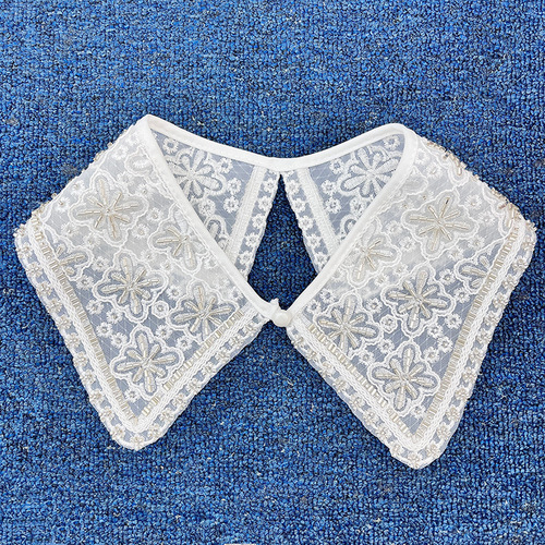 New white gold thread embroidery crystal beading small collar flower button women's clothing and children's clothing matching models wholesale