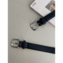 江左 港风复古银扣黑色皮带女 高级感腰带女士休闲牛仔裤装饰 106