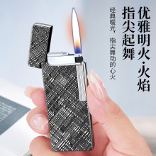 新款复古明火45°斜出火焰充气打火机精美雕刻工艺抖音送男友男士