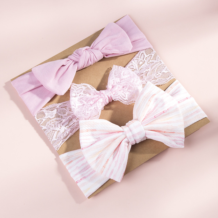 Korean Simple Style New Baby Bowknot Hairband Three-piece Set display picture 19