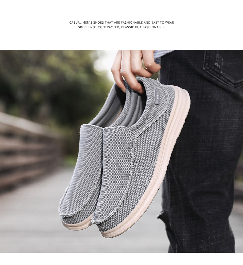 New Men's Loafers Cross-border , Casual For Men, Flat Canvas Shoes, Ultra-lightweight, Large Size Slip-on Shoes_vogvips.com
