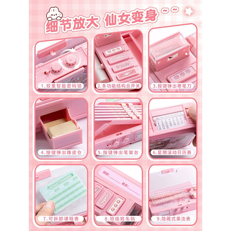 Multifunctional lock, multilayer double-sided pencil case for boys, science and technology, new collection
