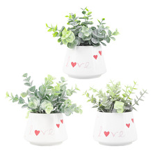 仿真绿植盆栽粉色爱心love陶瓷盆栽 情人节专供