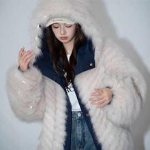 芒暖双生 三村村皮草巴恩风狐狸毛两面穿连帽短款派克服秋冬新女