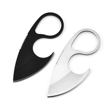 跨境新款不锈钢户外刀 迷你野营小直刀求生链子小刀多用途便携刀