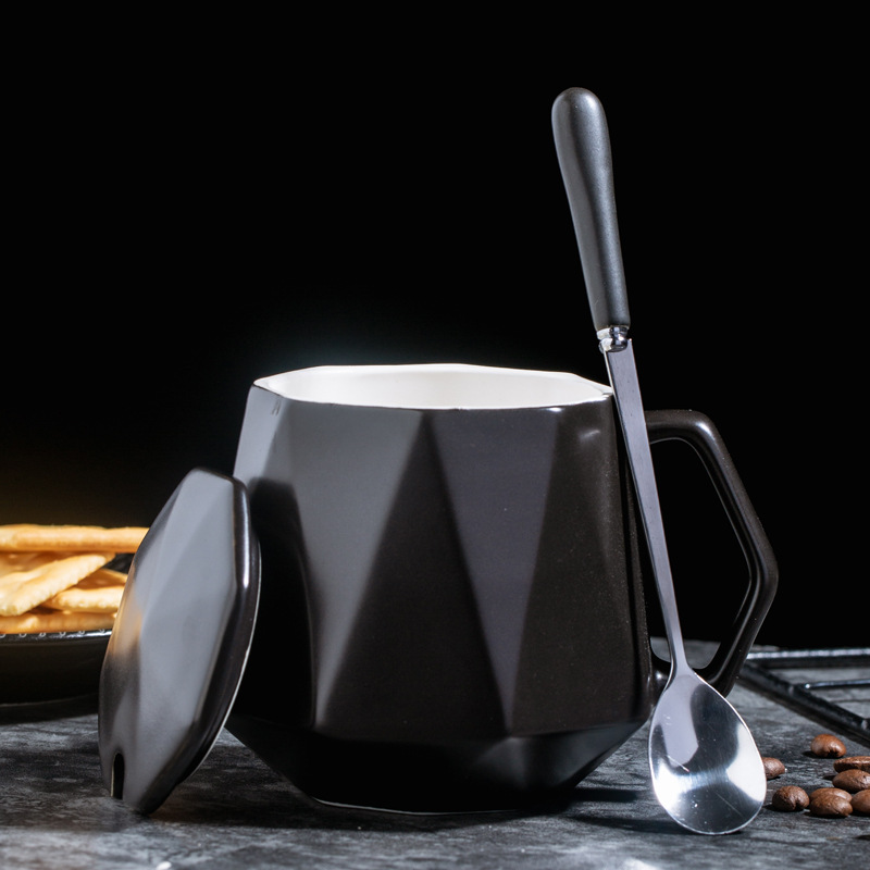 Taza de cerámica geométrica Taza poligonal Taza de agua Taza de café Taza de desayuno LOGO tallado