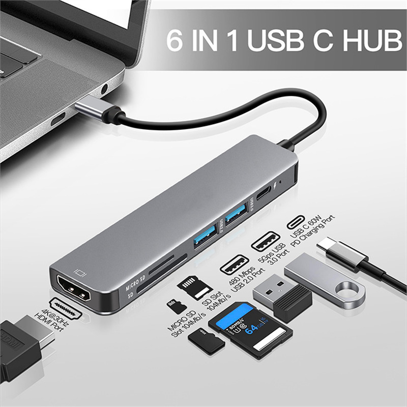 Cross border type-c hub HDMI 4K docking station for apple huawei laptop usb c card reader