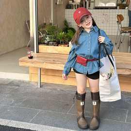 女童秋装洋气刺绣休闲牛仔衬衫2025秋季儿童宝宝夹克舒适小外套潮