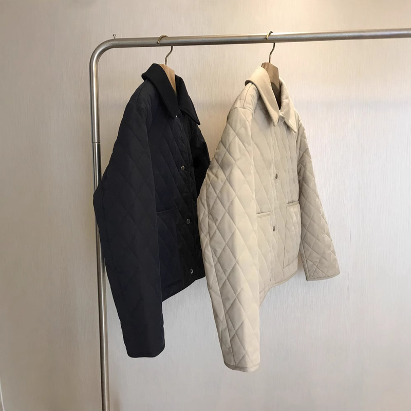 *! the Pinnacle of Cotton Clothing: Women's Loose-Fitting Quilted Jacket with Diamond Quilting and Double-Sided Wool Collar *! the Pinnacle of Cotton Clothing: Women's Loose-Fitting Quilted Jacket with Diamond Quilting and Double-Sided Wool Collar