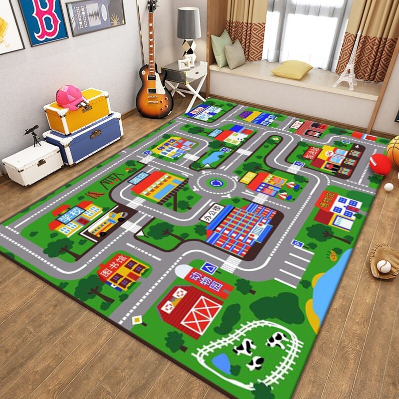 Factory wholesale 3D printed carpet children's cartoon puzzle game playable crawling mat bedroom living room carpet floor