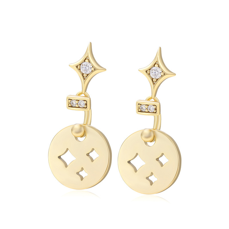 14K color Xuping joyería geometría estrella de amor auriculares de zircón ligero de lujo nicho sensación de mujer