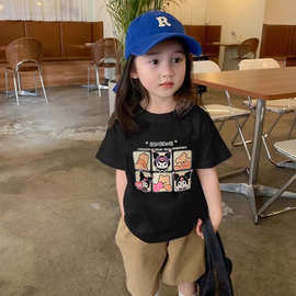 女童纯棉印花短袖T恤衫夏季2024新款中大童百搭服装上衣ins